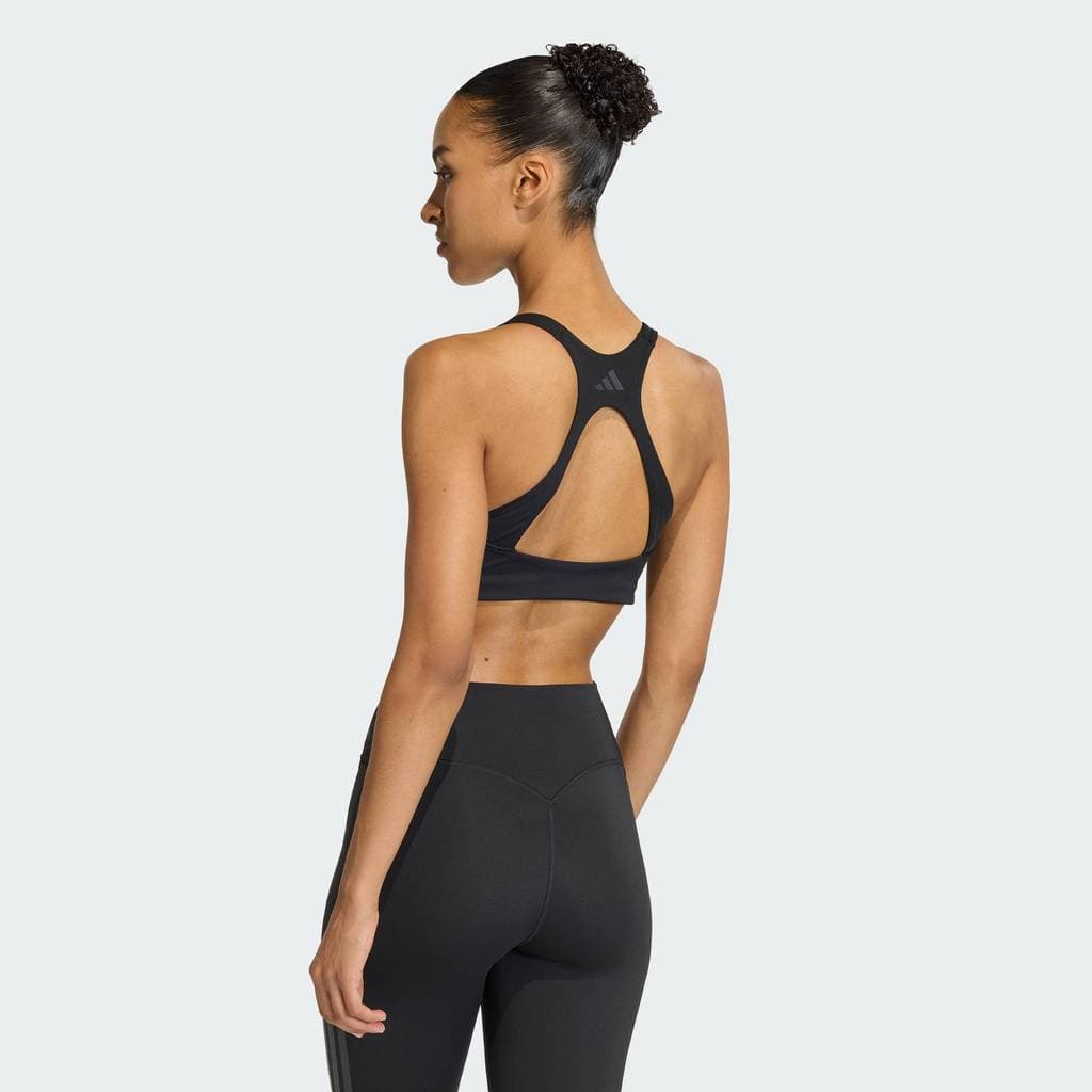 adidas Gym & Training Optime Workout 3-Stripes Medium Support Bra Women Black JX5006 รูปที่ 2