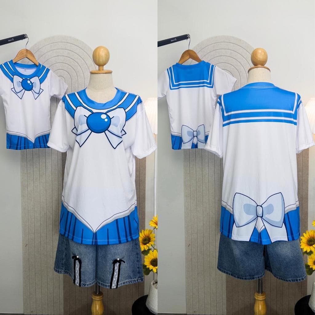 เสื้อผ้ายืด แฟชั่นผู้หญิง คอสเพลย์ ลายนักเรียนญี่ปุ่น อนิเมะ 5 สาวตัวแทนดังจันทร์ เซลามูน เซล่า ผ้าไมโครใส่สบาย รูปที่ 3
