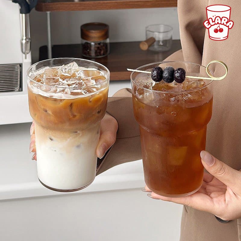 แก้วสไตล์เรียบง่ายส่วนตัว หนาแน่น ทนทาน 450ml เหมาะกาแฟเย็น นม น้ำผลไม้ คาเฟ่ บ้าน รูปที่ 6