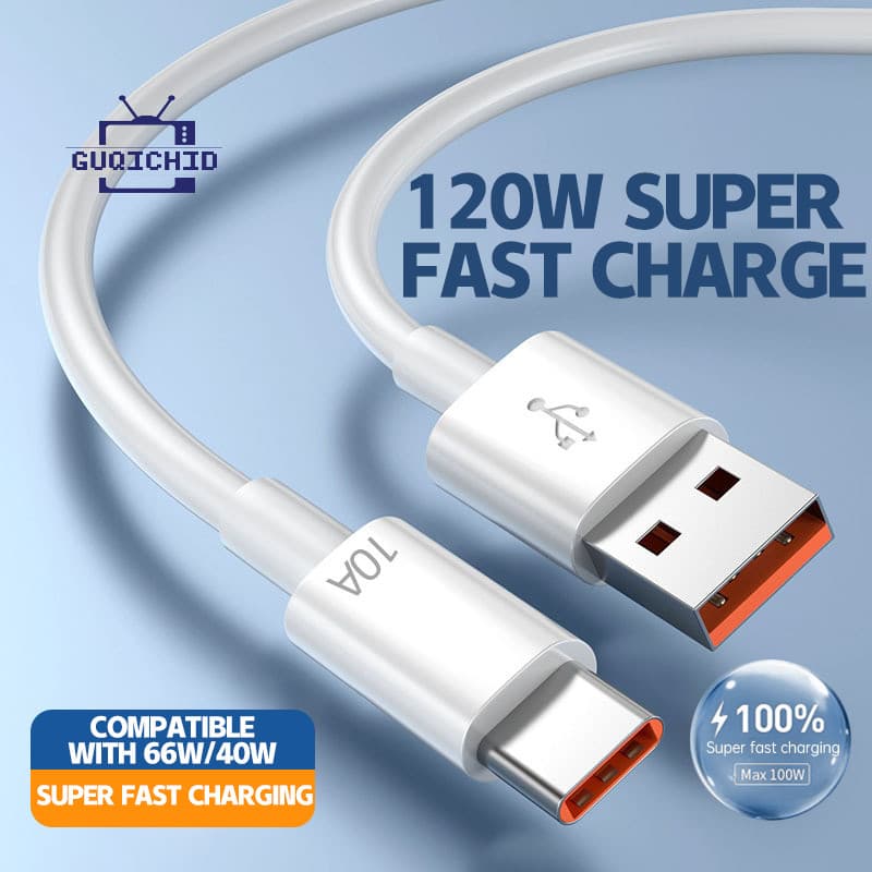 10A Type-C สายชาร์จเร็ว สายเคเบิลข้อมูล TYPE-C กระแสสูง เหมาะสำหรับ Android และสายชาร์จเร็วพิเศษ 120W รูปที่ 1