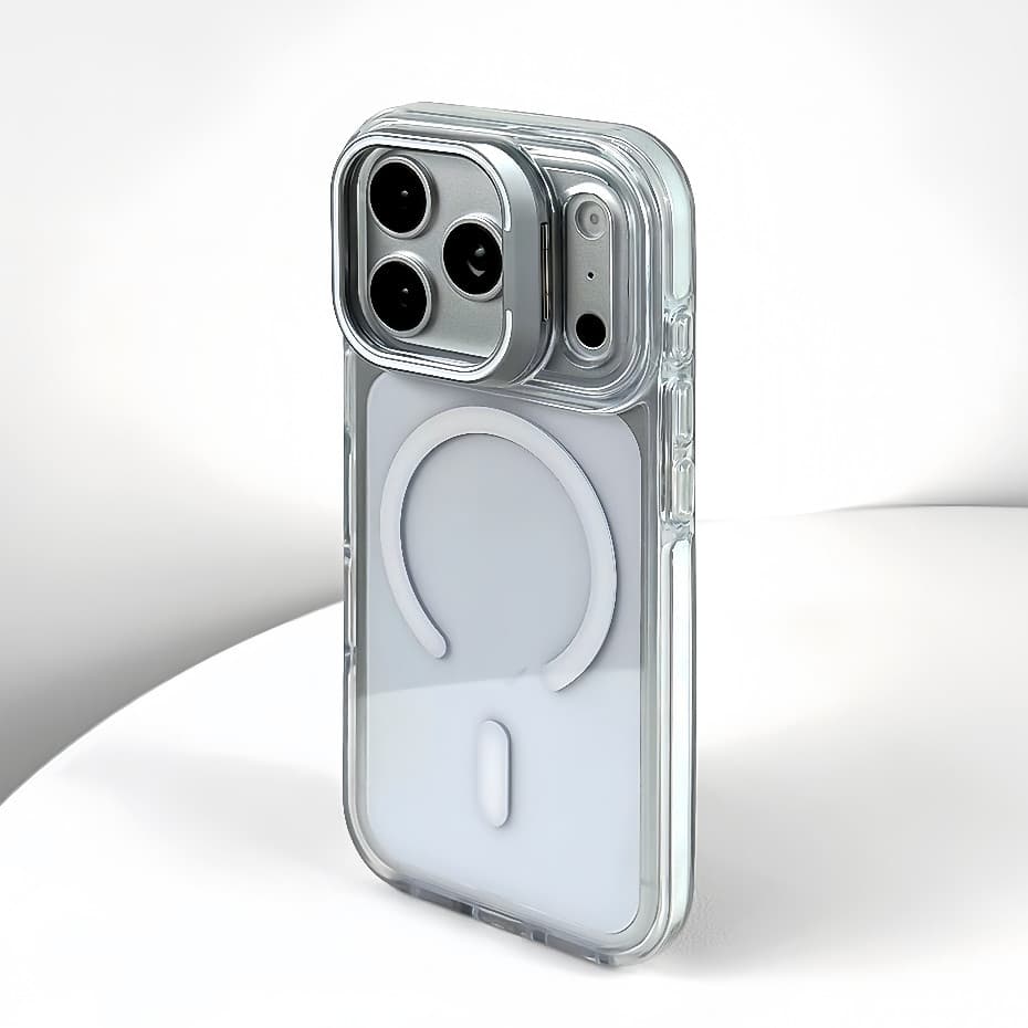 【Metal Bracket/Hight quality/Transparent Acrylic hard case/Gray】เคส compatible for iphone 11 12 13 14 15 16 17 pro max case รูปที่ 2