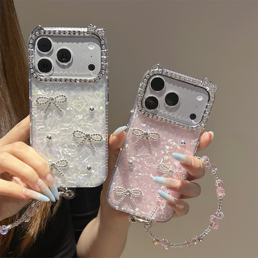 เหมาะสําหรับ iPhone 17 Promax 3D Bow ShellรูปแบบGradient Loveเคสโทรศัพท์Iphone 16 Girl Bow 15 14 13 12 11 Pro Max Soft Edge anti drop Cover รูปที่ 1