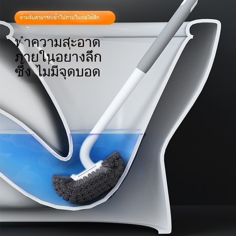 แปรงขัดห้องน้ําโค้งด้ามยาวผมนุ่มไม่มีมุมตายติดผนังการปนเปื้อนห้องน้ําในครัวเรือนทําความสะอาดเครื่องมือที่มีประโยชน์ รูปที่ 1