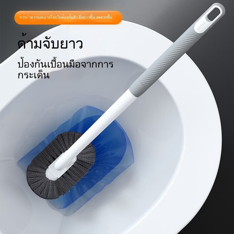 แปรงขัดห้องน้ําโค้งด้ามยาวผมนุ่มไม่มีมุมตายติดผนังการปนเปื้อนห้องน้ําในครัวเรือนทําความสะอาดเครื่องมือที่มีประโยชน์ รูปที่ 2