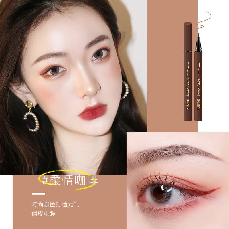 Qishimei Fine Tip Eyeliner Pen สีดําสีน้ําตาลกันน้ํา Sweatproof Smudge-proof Beginner Hard Tip Eyeliner Liquid Pen รูปที่ 7