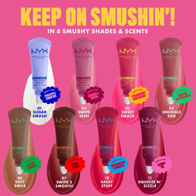 NYX ลิปบาล์มและผลิตภัณฑ์ลิปกลอสรุ่นใหม่ Smushy Matte Lip Balm รูปที่ 2