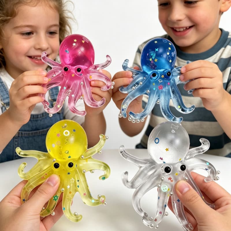 NeeDoh ตลก Slime Octopus ตุ๊กตาบีบของเล่นที่มีสีสันน่ารัก Soft Squish Sensory Cube สํานักงานผ่อนคลายความเครียดบรรเทาของเล่นวันหยุดของขวัญ รูปที่ 2