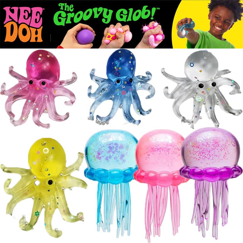 NeeDoh ตลก Slime Octopus ตุ๊กตาบีบของเล่นที่มีสีสันน่ารัก Soft Squish Sensory Cube สํานักงานผ่อนคลายความเครียดบรรเทาของเล่นวันหยุดของขวัญ รูปที่ 1