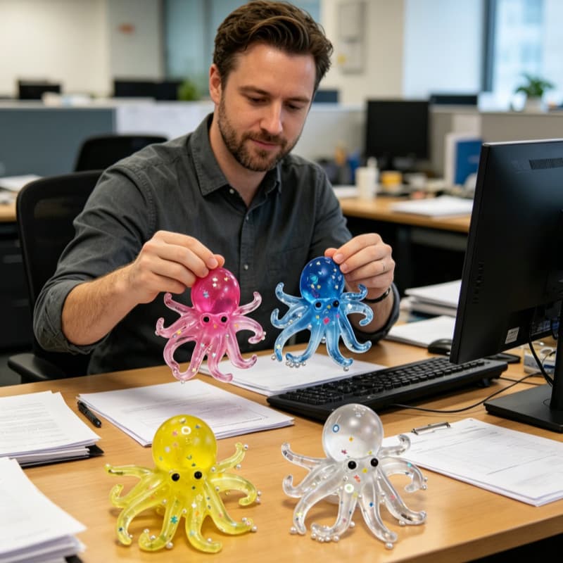 NeeDoh ตลก Slime Octopus ตุ๊กตาบีบของเล่นที่มีสีสันน่ารัก Soft Squish Sensory Cube สํานักงานผ่อนคลายความเครียดบรรเทาของเล่นวันหยุดของขวัญ รูปที่ 3