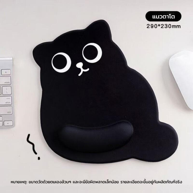 แผ่นรองข้อมือแมวดำสามมิติ แผ่นรองเมาส์ นุ่มรองรับข้อมือ ที่พักข้อมือซิลิโคน สิ่งประดิษฐ์ในสำนักงาน บรรเทามือเมาส์ รูปที่ 2
