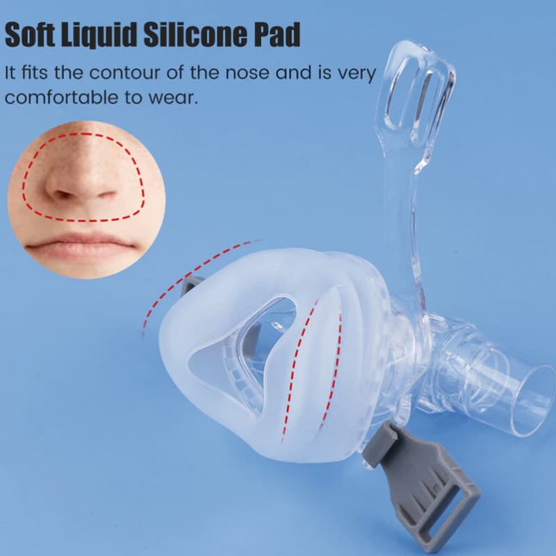หน้ากากเครื่อง จมูก CPAP mask พร้อมหลอด/หมวก ใช้ซ้ำได้ ครอบเต็ม อุปกรณ์เสริมสําหรับเครื่อง CPAP ส่วนใหญ่ รูปที่ 6