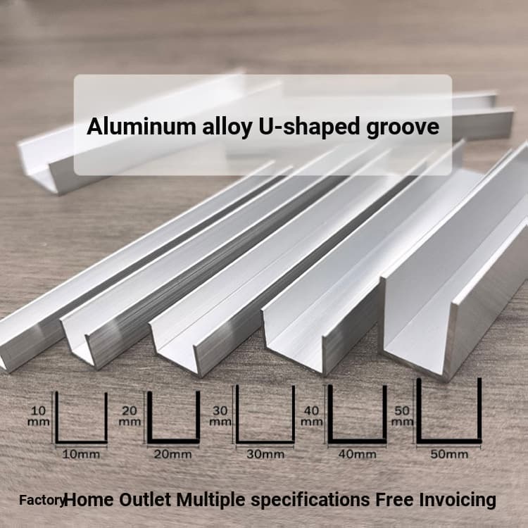 อลูมิเนียมอัลลอยด์ u-Shaped Groove อลูมิเนียมโปรไฟล์ Groove รางนํารางวัสดุอลูมิเนียมปิด รูปที่ 4