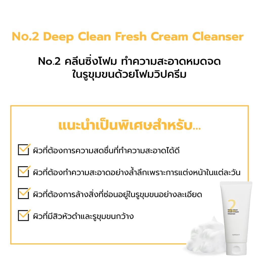 numbuzin No.2 โฟมล้างหน้าเนื้อครีม ลดสิวเสี้ยน ผลัดเซลล์ผิว 120ml รูปที่ 3