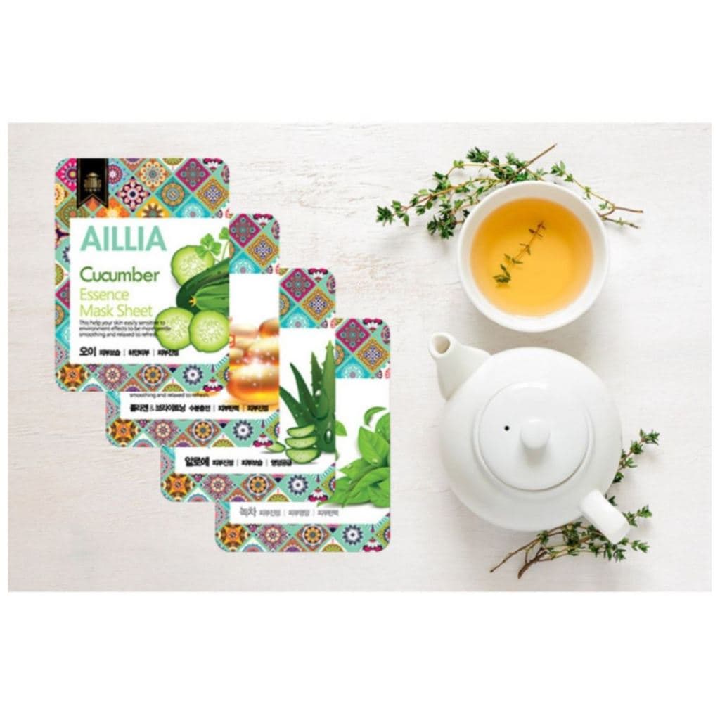 Mask Sheet 4 Types 1PC Cucumber/Collagen/Aloe/Green Tea│Face Mask Korean Maskpack /แผ่นมาส์กหน้า แตงกวา คอลลาเจน ว่านหางจระเข้ ชาเขียว 4 แบบ 3 ชิ้น│กระเป๋ามาส์กหน้า สไตล์เกาหลี รูปที่ 8