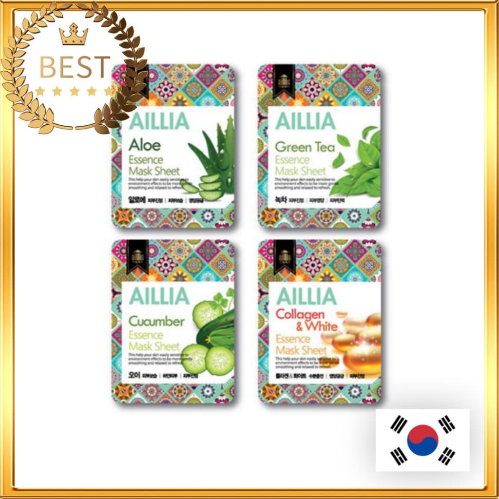 Mask Sheet 4 Types 1PC Cucumber/Collagen/Aloe/Green Tea│Face Mask Korean Maskpack /แผ่นมาส์กหน้า แตงกวา คอลลาเจน ว่านหางจระเข้ ชาเขียว 4 แบบ 3 ชิ้น│กระเป๋ามาส์กหน้า สไตล์เกาหลี รูปที่ 1
