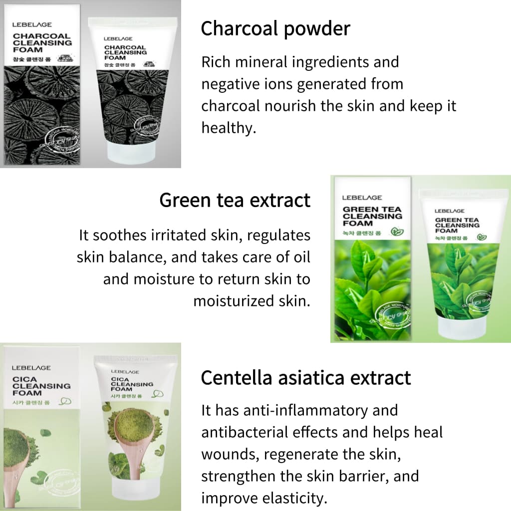 โฟมทําความสะอาดส ่ วนผสมธรรมชาติ 100ml 8type/Charcoal/Snail/Collagen/Green Tea/Aloe/Cumber/Rice/Cica รูปที่ 3