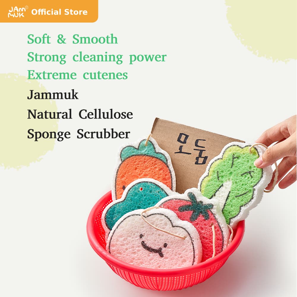 JAMMUK ฟองน้ำเซลลูโลสอัด สำหรับล้างจานเด็ก – ปลอดภัย อ่อนโยนต่อภาชนะลูกน้อย รูปที่ 6