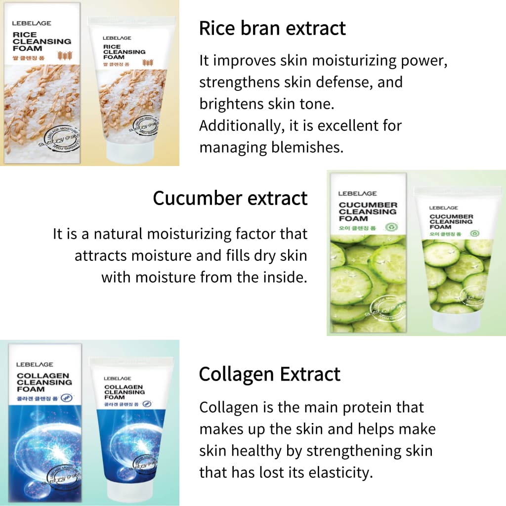 โฟมทําความสะอาดส ่ วนผสมธรรมชาติ 100ml 8type/Charcoal/Snail/Collagen/Green Tea/Aloe/Cumber/Rice/Cica รูปที่ 2