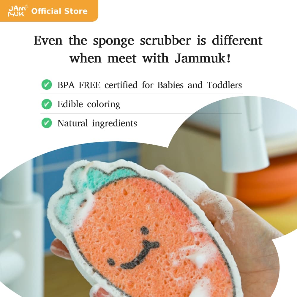 JAMMUK ฟองน้ำเซลลูโลสอัด สำหรับล้างจานเด็ก – ปลอดภัย อ่อนโยนต่อภาชนะลูกน้อย รูปที่ 3