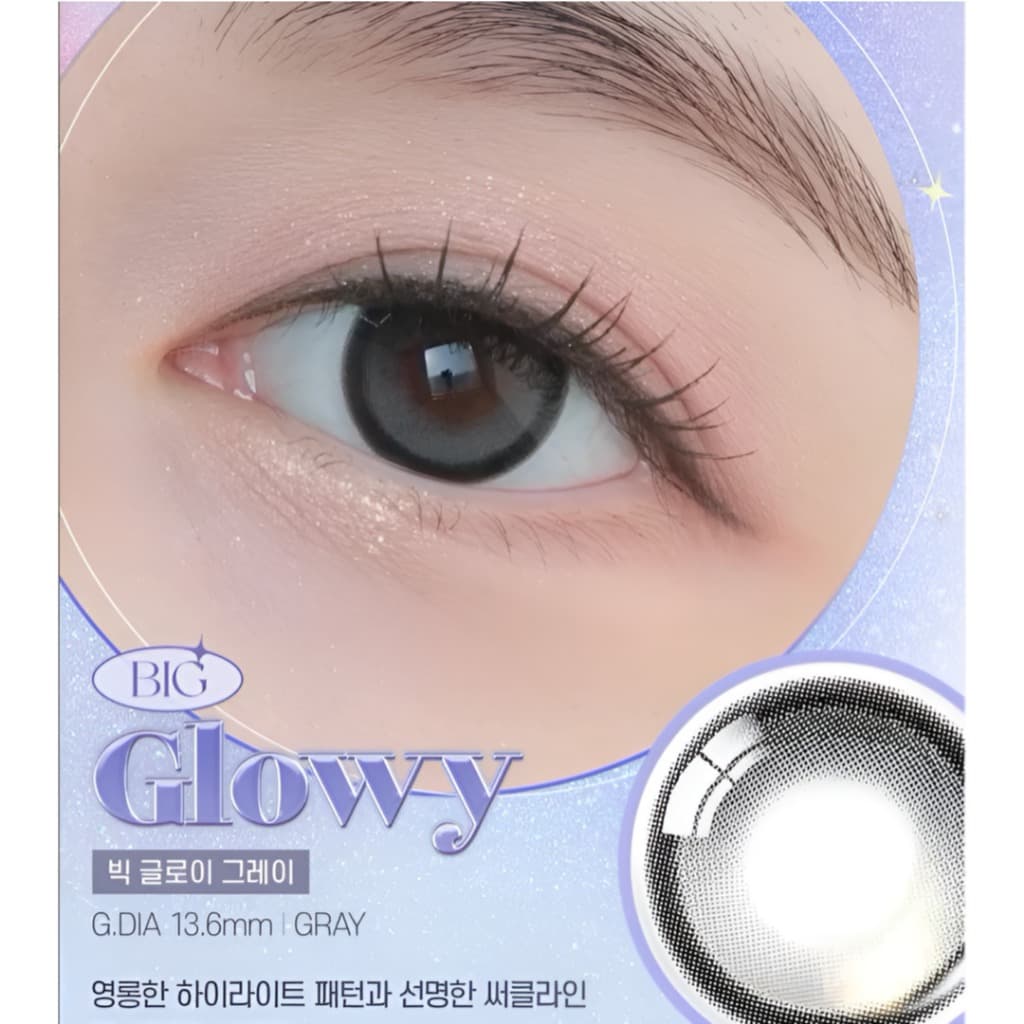 OLENS BIG GLOWY Grey Month – 1 สี | รายเดือน BIG GLOWY สีเทา 13.6 มม.คอนแทคเลนส์สี K-Beauty 2p 1 กล่อง รูปที่ 2