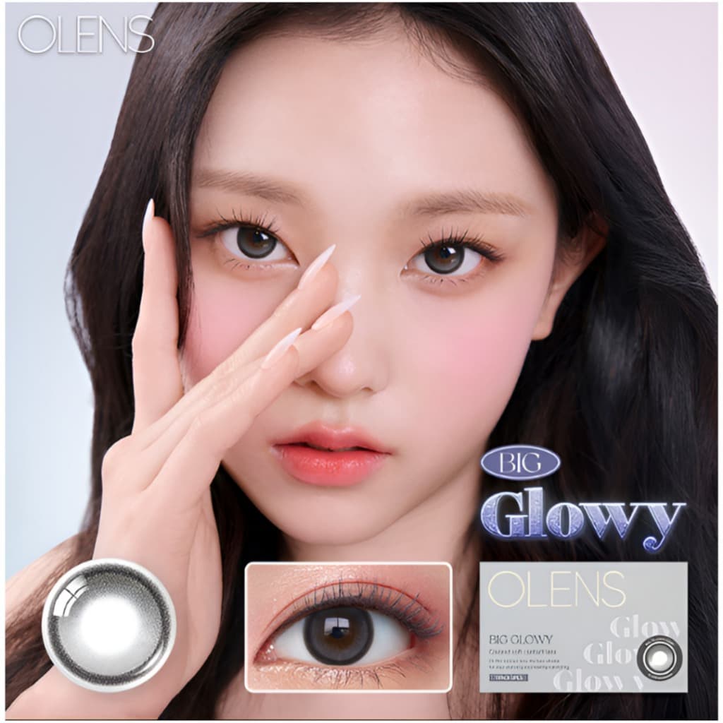 OLENS BIG GLOWY Grey Month – 1 สี | รายเดือน BIG GLOWY สีเทา 13.6 มม.คอนแทคเลนส์สี K-Beauty 2p 1 กล่อง รูปที่ 1