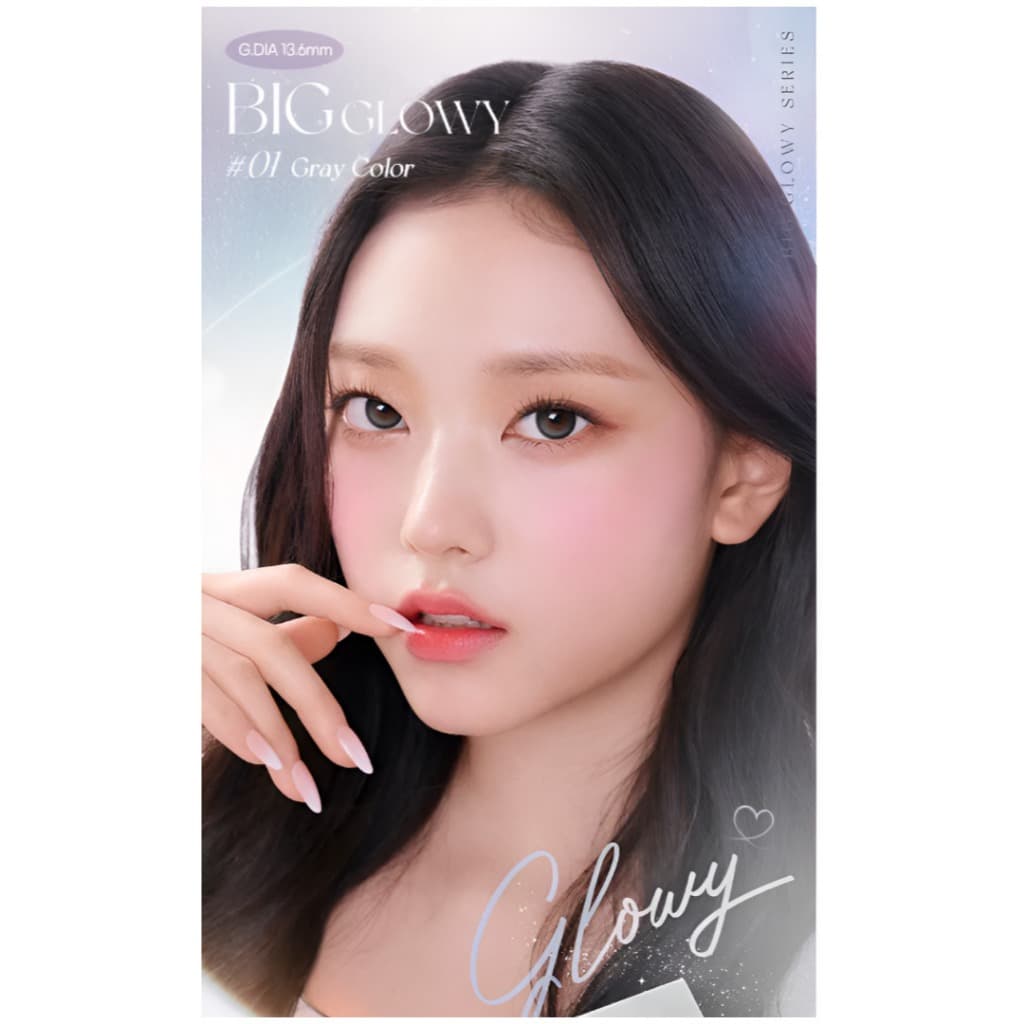 OLENS BIG GLOWY Grey Month – 1 สี | รายเดือน BIG GLOWY สีเทา 13.6 มม.คอนแทคเลนส์สี K-Beauty 2p 1 กล่อง รูปที่ 4