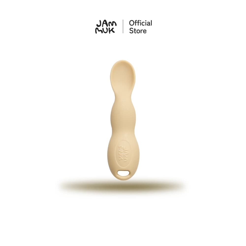 JAMMUK ช้อนซิลิโคนทรงถั่วลิสงสำหรับเด็ก + สายคล้อง – จับถนัดมือ มีให้เลือก 5 สี รูปที่ 1