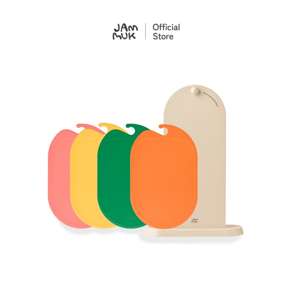 JAMMUK เขียงอาหาร TPU พร้อมชุดขาตั้ง หนา 5 มม. แบบสองด้าน เคลือบสารต้านแบคทีเรีย รูปที่ 1