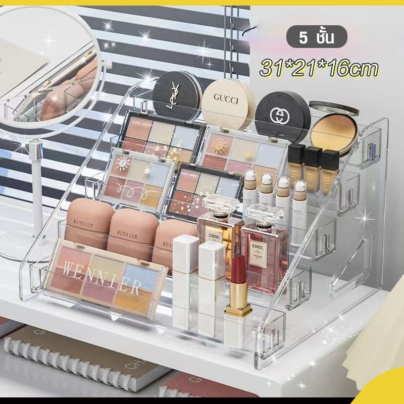 CUTIECLUB ที่ใส่เครื่องสําอาง โปร่งใส ชั้นวางโมเดล 3/5 ชั้น 33cm วางสินค้า วางยาทาเล็บ ชั้นวางลิป รูปที่ 3