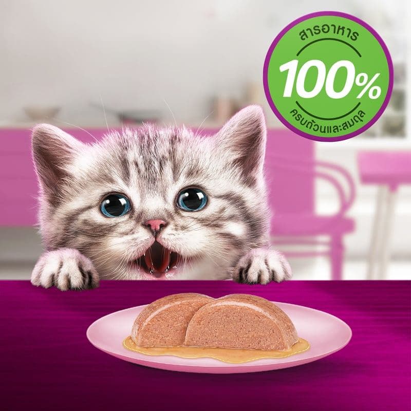 WHISKAS วิสกัสสูตรลูกแมวรสปลาทูอาหารแมวชนิดเปียกแบบซอง80กรัม12ซอง รูปที่ 3