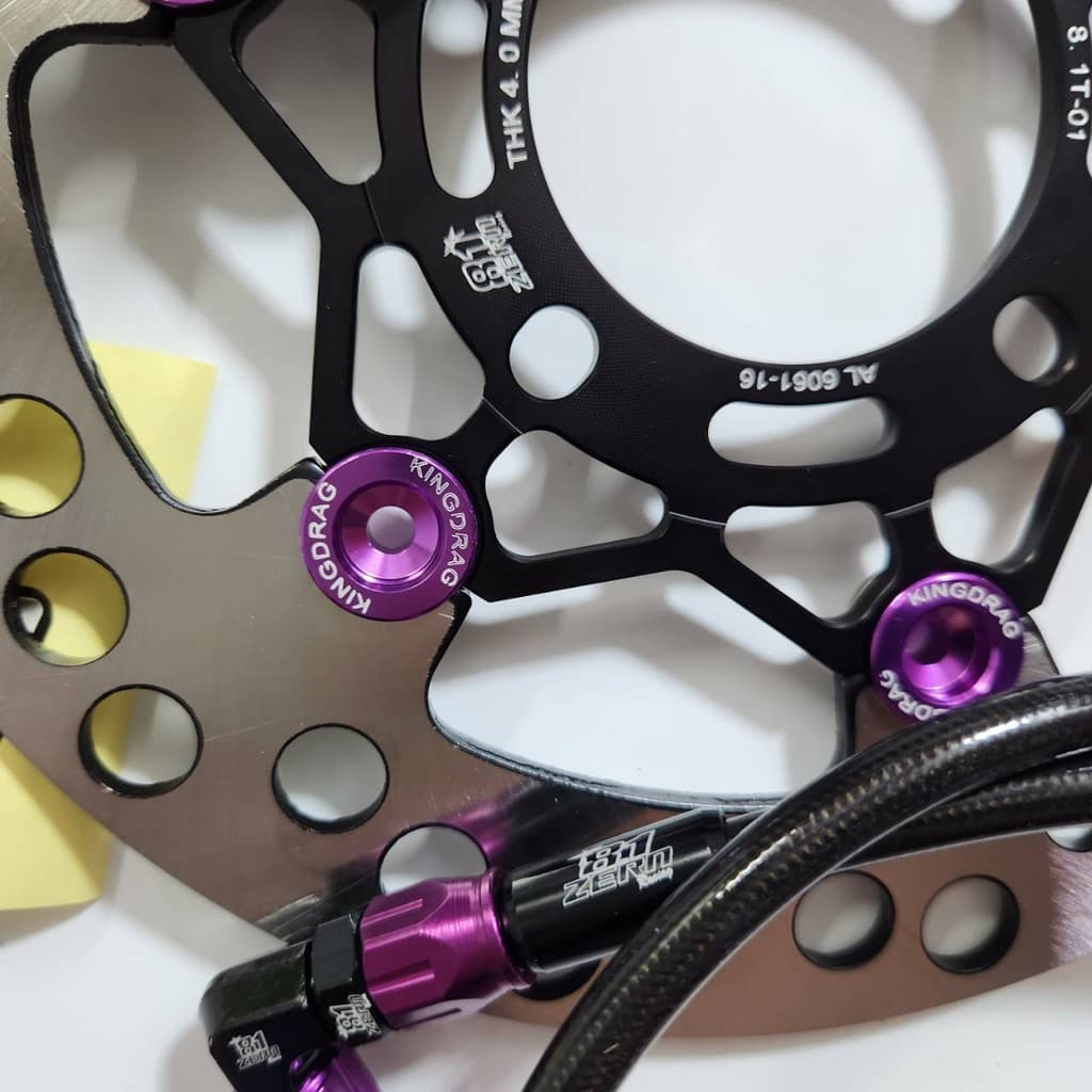 ชุด3ชิ้น ปั๊มล่าง2พอท ZERN81 หมุดม่วง + จาน CNC ดำหมุดม่วง + สายเบรคหัวฟันเฟือง ดำตัดม่วง WAVE110i 2009-2025 / WAVE125ป รูปที่ 2