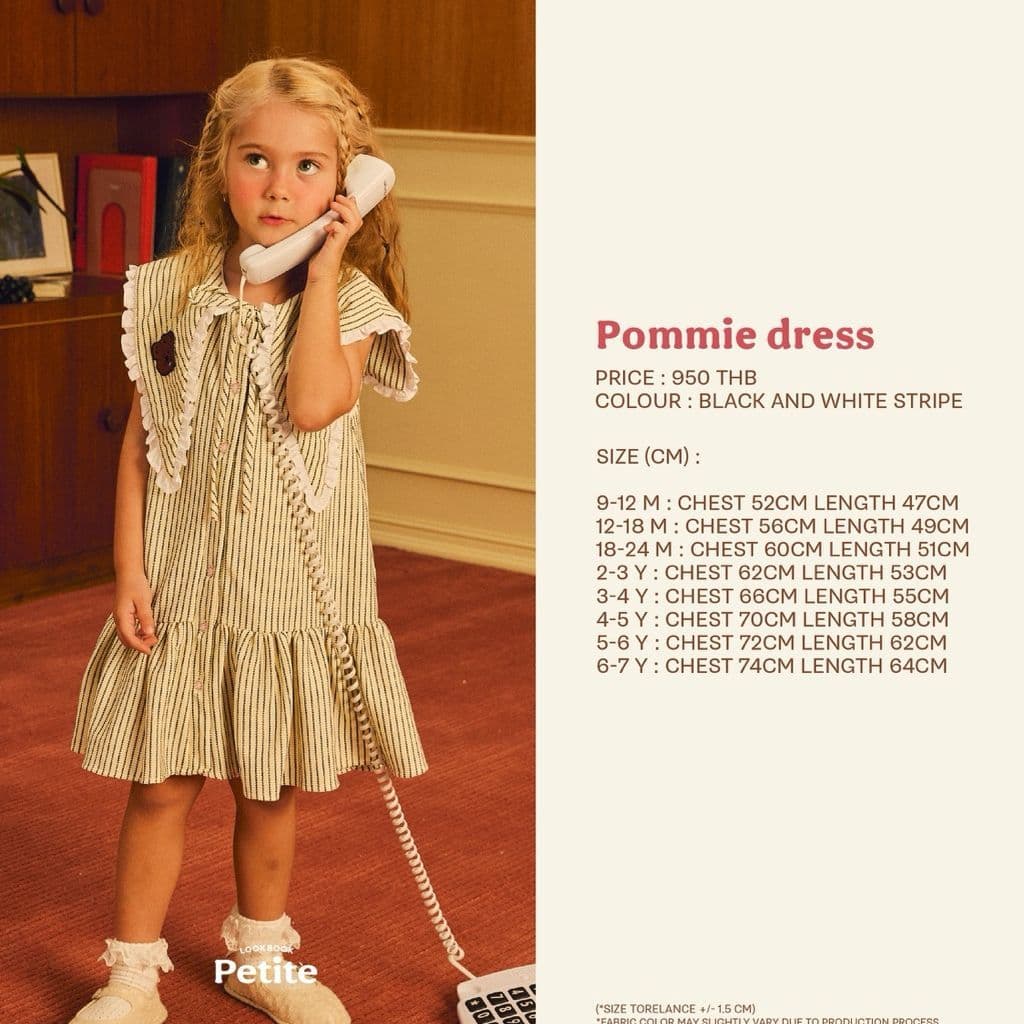 lookbookpetite pommie dress ชุดเดรสเด็ก ลายน้องหมี benny สี black and white stripe รูปที่ 6
