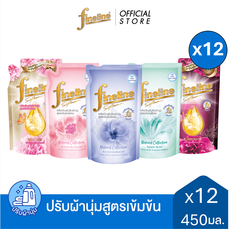 Fineline ไฟน์ไลน์น้ำยาปรับผ้านุ่มสูตรเข้มข้น 440-450 มล. ,x12 รูปที่ 1