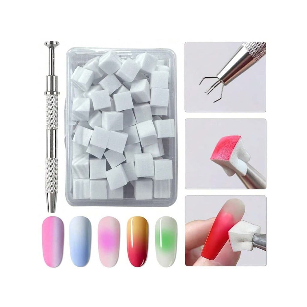 100 ชิ้นเล็บฟองน้ําสําหรับ Ombre Professional Soft Nail Art ฟองน้ําคว้าปากกา,อะคริลิคเล็บเล็บเครื่องมือ รูปที่ 7