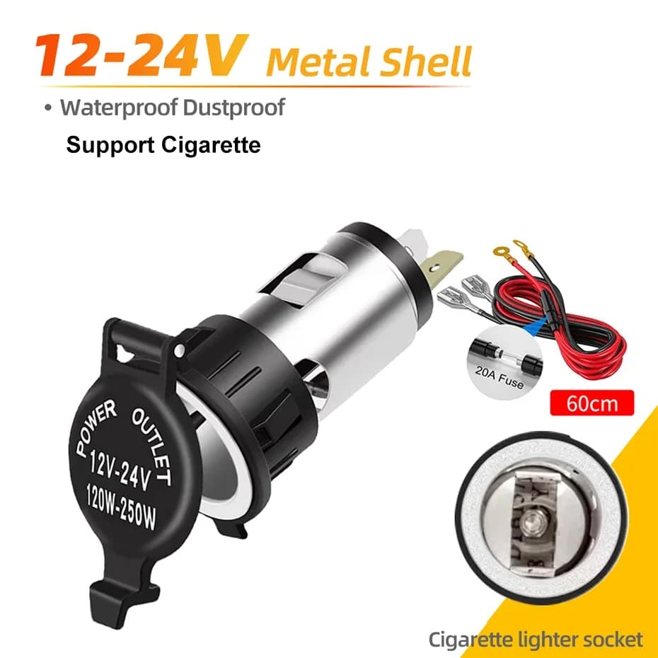 รถไฟแช็ก Universal ซ็อกเก็ตอะแดปเตอร์แบบพกพา Po wer Outlet 12 V-24 V 120 W-250 W สําหรับรถยนต์รถบรรทุกรถจักรยานยนต์เรือ รูปที่ 7