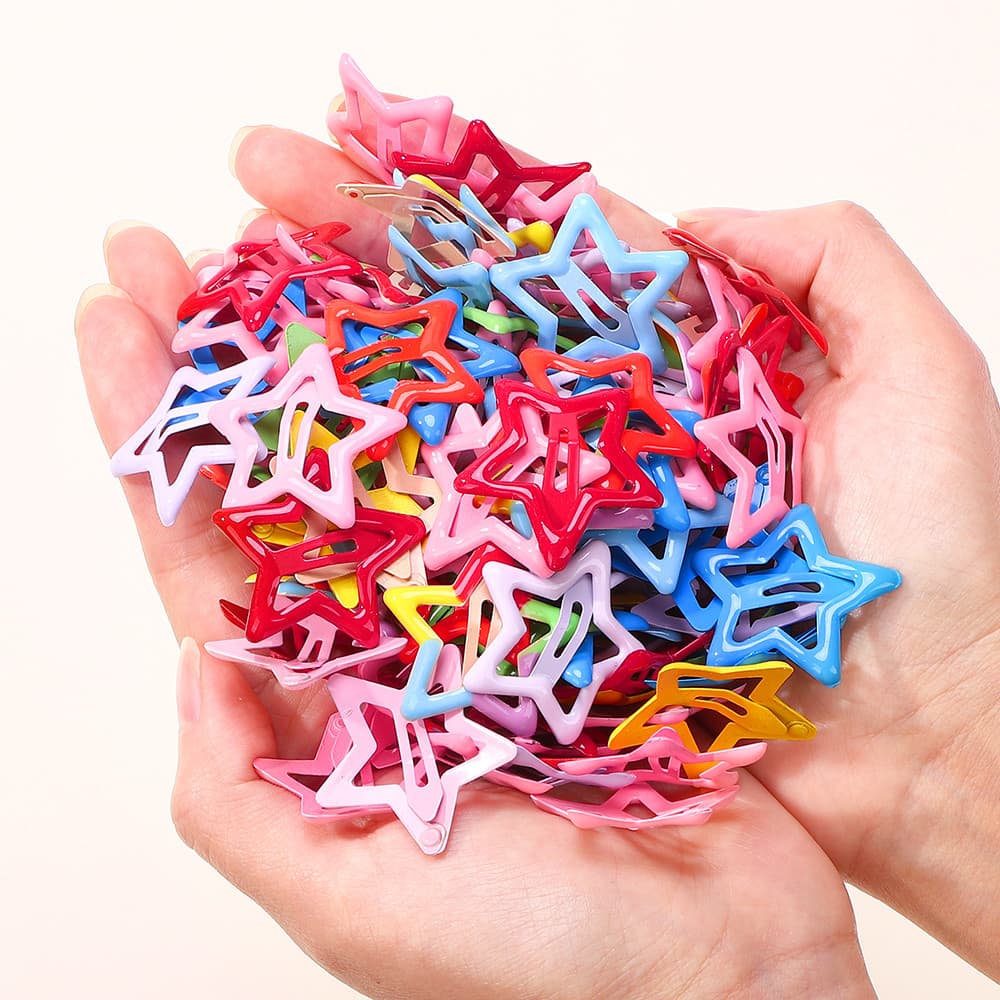 สีสัน Star กิ๊บติดผมสําหรับสาวแฟชั่น Hairpins ด้านข้าง Bangs เด็กอุปกรณ์เสริมผม Headwear 50 ชิ้น รูปที่ 2