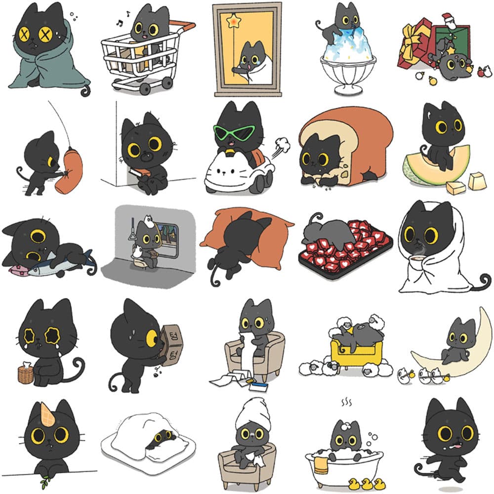 น่ารักแมวดําสติ๊กเกอร์สร้างสรรค์100ชิ้น ทําเอง คอมพิวเตอร์ วาชิ สมุดสติกเกอร์แล็ปท็อปเครื่องเขียนศิลปะงานฝีมือ รูปที่ 6
