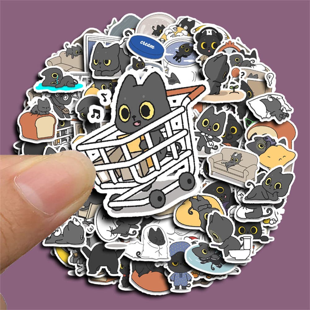 น่ารักแมวดําสติ๊กเกอร์สร้างสรรค์100ชิ้น ทําเอง คอมพิวเตอร์ วาชิ สมุดสติกเกอร์แล็ปท็อปเครื่องเขียนศิลปะงานฝีมือ รูปที่ 3