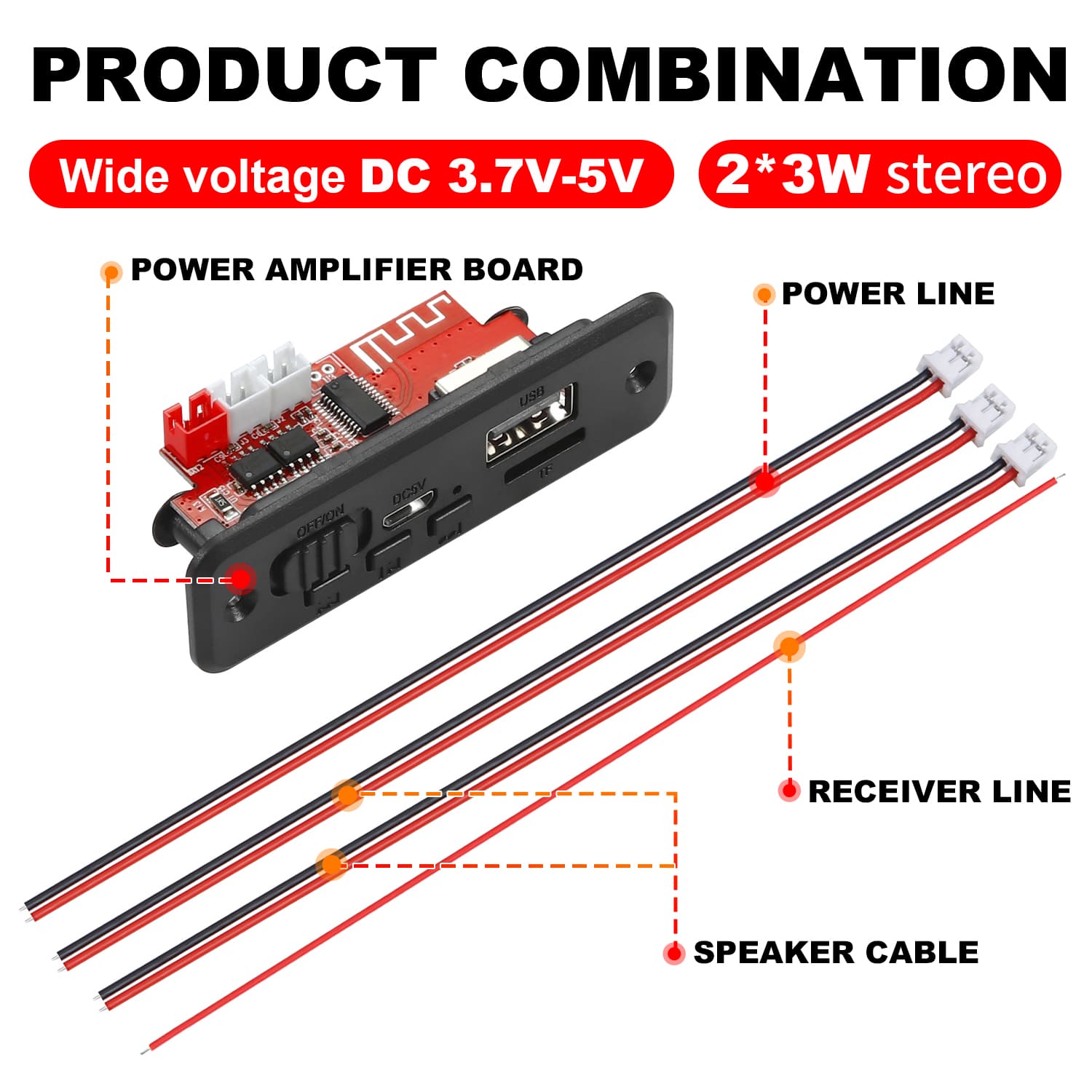 6w เครื่องขยายเสียง MP3 เครื่องเล่นถอดรหัส 5V บลูทูธ 5.0 Lossless Format โมดูลถอดรหัสเพลงรถวิทยุ FM TF USB Recorder โทร รูปที่ 6