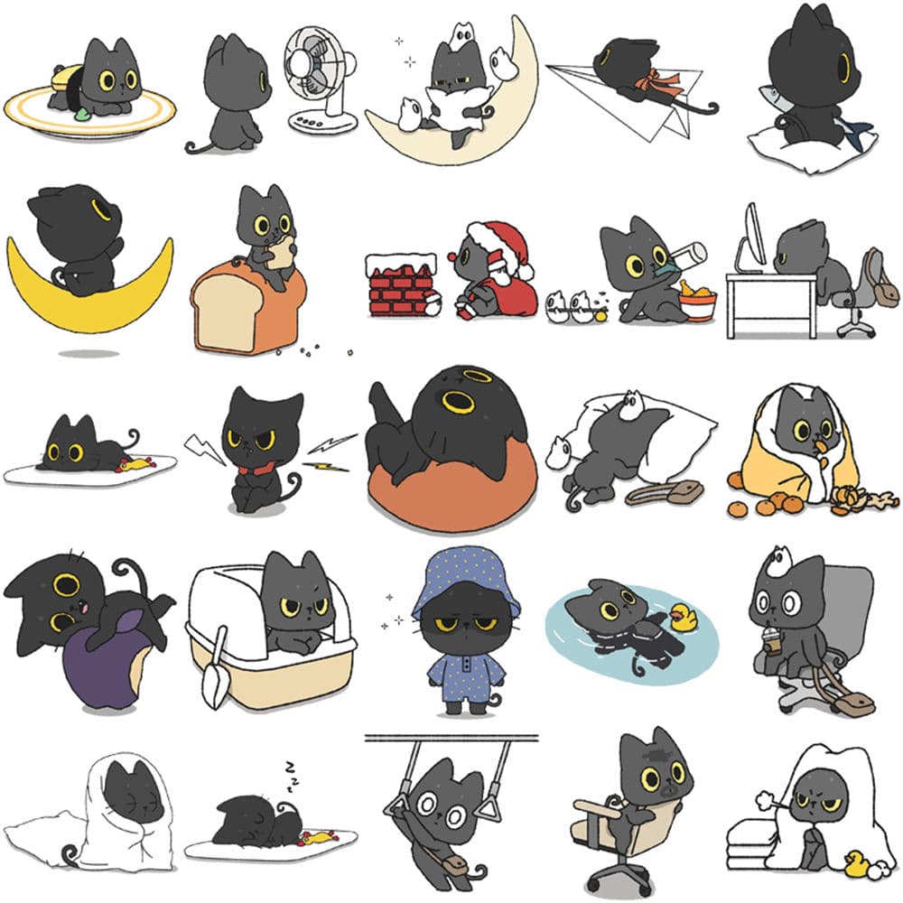 น่ารักแมวดําสติ๊กเกอร์สร้างสรรค์100ชิ้น ทําเอง คอมพิวเตอร์ วาชิ สมุดสติกเกอร์แล็ปท็อปเครื่องเขียนศิลปะงานฝีมือ รูปที่ 7