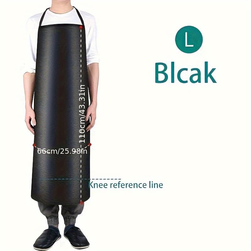 ผ้ากันเปื้อนหนัง PVC กันน้ํา/กันน้ํามัน ทนทาน ไม่เปื้อน สําหรับเชฟ บาร์เทนเดอร์ ศิลปิน นักทําสวน และเบเกอรี่ - สีดํา/น้ําตาล รูปที่ 3