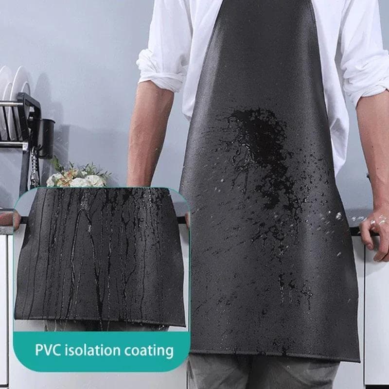 ผ้ากันเปื้อนหนัง PVC กันน้ํา/กันน้ํามัน ทนทาน ไม่เปื้อน สําหรับเชฟ บาร์เทนเดอร์ ศิลปิน นักทําสวน และเบเกอรี่ - สีดํา/น้ําตาล รูปที่ 2