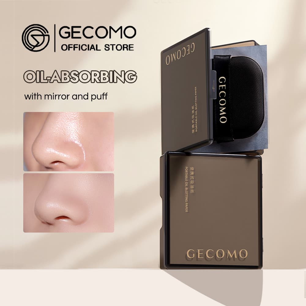 Gecomo Bamboo Charcoal Oil Absorbing Paper Oil Control Matte Makeup Puff Mirror เครื่องมือใบหน้าแบบพกพา