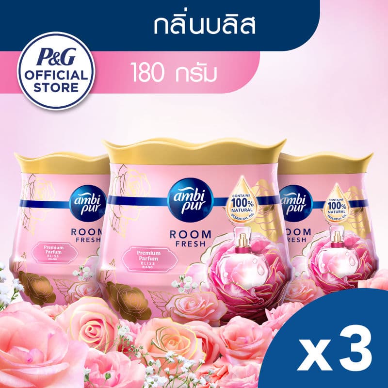 Ambi pur แอมบิเพอร์ เจล เฟรช Premium Parfum บลิส 180 กรัม x3