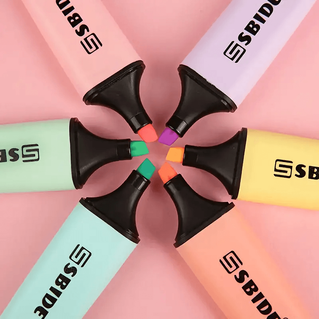 ปากกามาร์กเกอร์เรืองแสง 6 สี – เครื่องเขียนน่ารักสําหรับเด็ก School Study & Higlighter ชุดปากกา รูปที่ 5