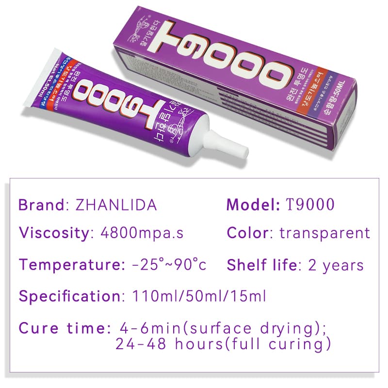 กาวติดโทรศัพท์มือถือ ซุปเปอร์กลู T9000 เกาหลี กาวพิเศษสําหรับอิเล็กทรอนิกส์ ผลิตภัณฑ์กล้องบํารุงรักษา 15/50/110 มล. กาวใส รูปที่ 8