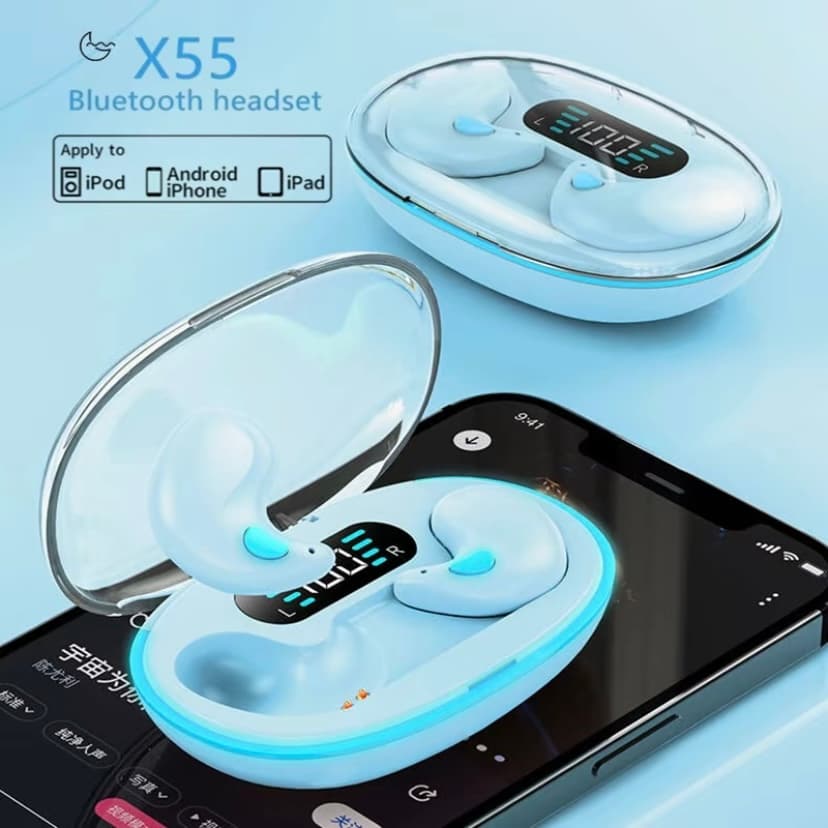 หูฟังบลูทูธไร้สาย X55 สําหรับนอนหลับ เบสตัดเสียงรบกวน HiFi สเตอริโอ กันน้ํา กันเหงื่อ IPX5 รูปที่ 8