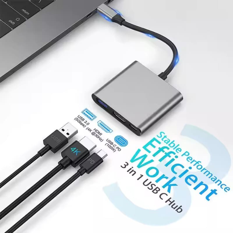 อะแดปเตอร์ฮับแปลง 3-in-1 USB C เป็น HDMI รองรับ 4K พร้อมชาร์จเร็ว USB PD สําหรับ MacBook แล็ปท็อปและพีซี รูปที่ 3