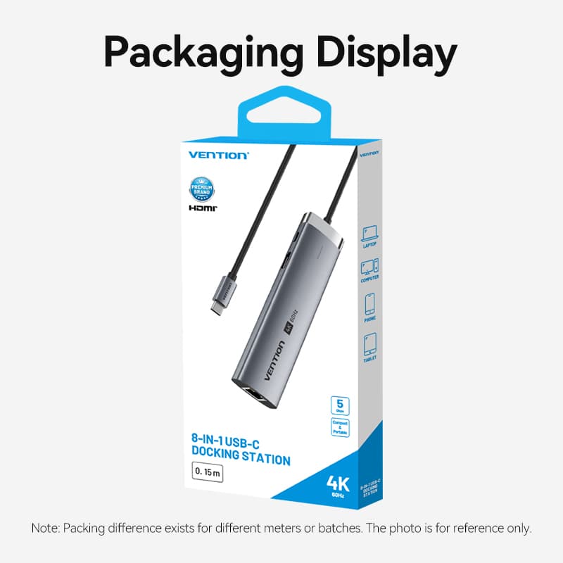 Vention 8-In-1 ฮับมัลติพอร์ต Type-C 4K Hdmi Vga Lan อะแดปเตอร์เครื่องอ่านการ์ด รองรับอุปกรณ์แล็ปท็อป Apple รูปที่ 9