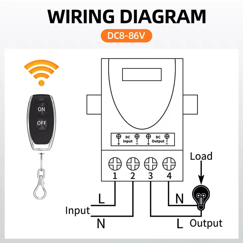 DC12V24V30A1 รีโมทคอนโทรลไร้สายสวิตช์เปิด/Fff, ไฟรถจักรยานยนต์ไฟรถยนต์กระพริบปั๊มน้ํา รูปที่ 4
